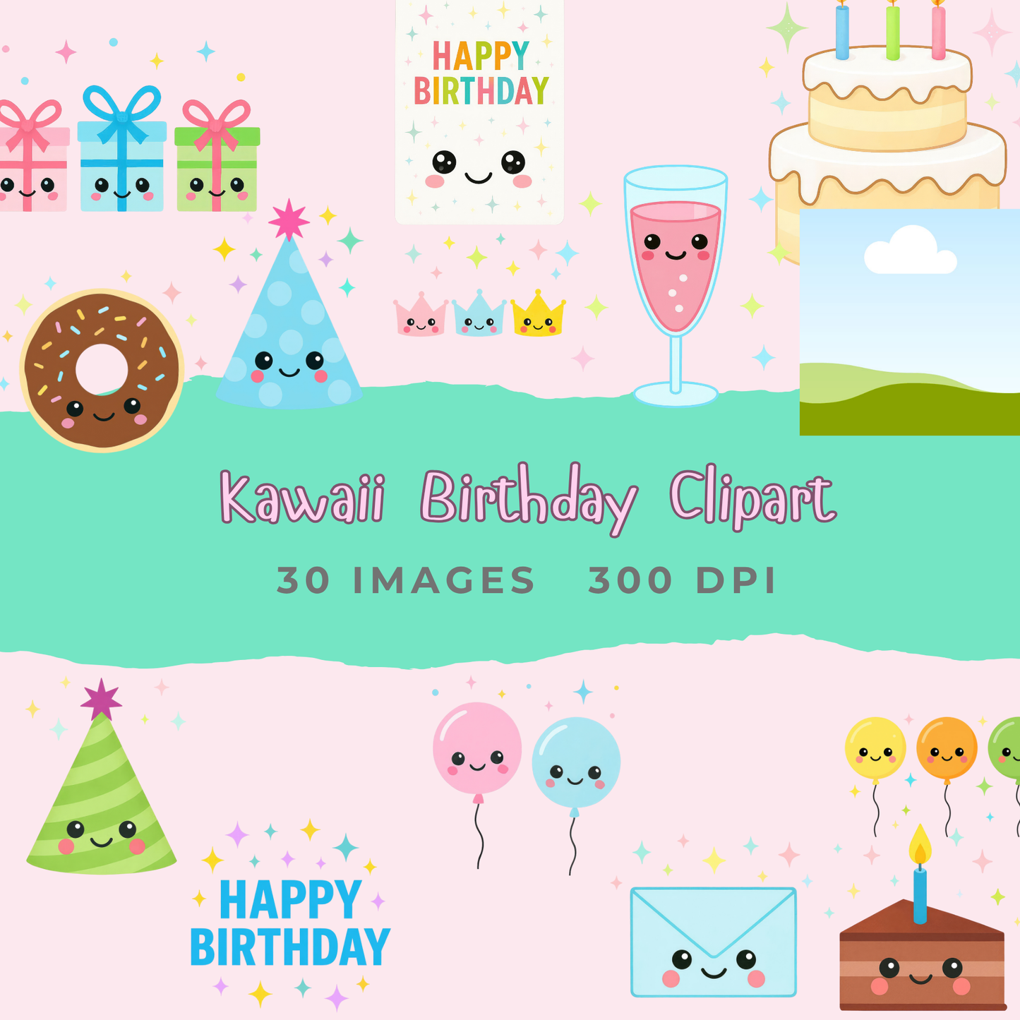 kawaii birthday clipart