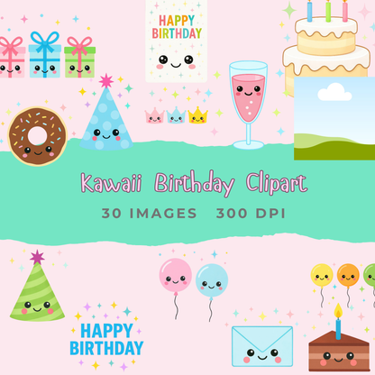 kawaii birthday clipart
