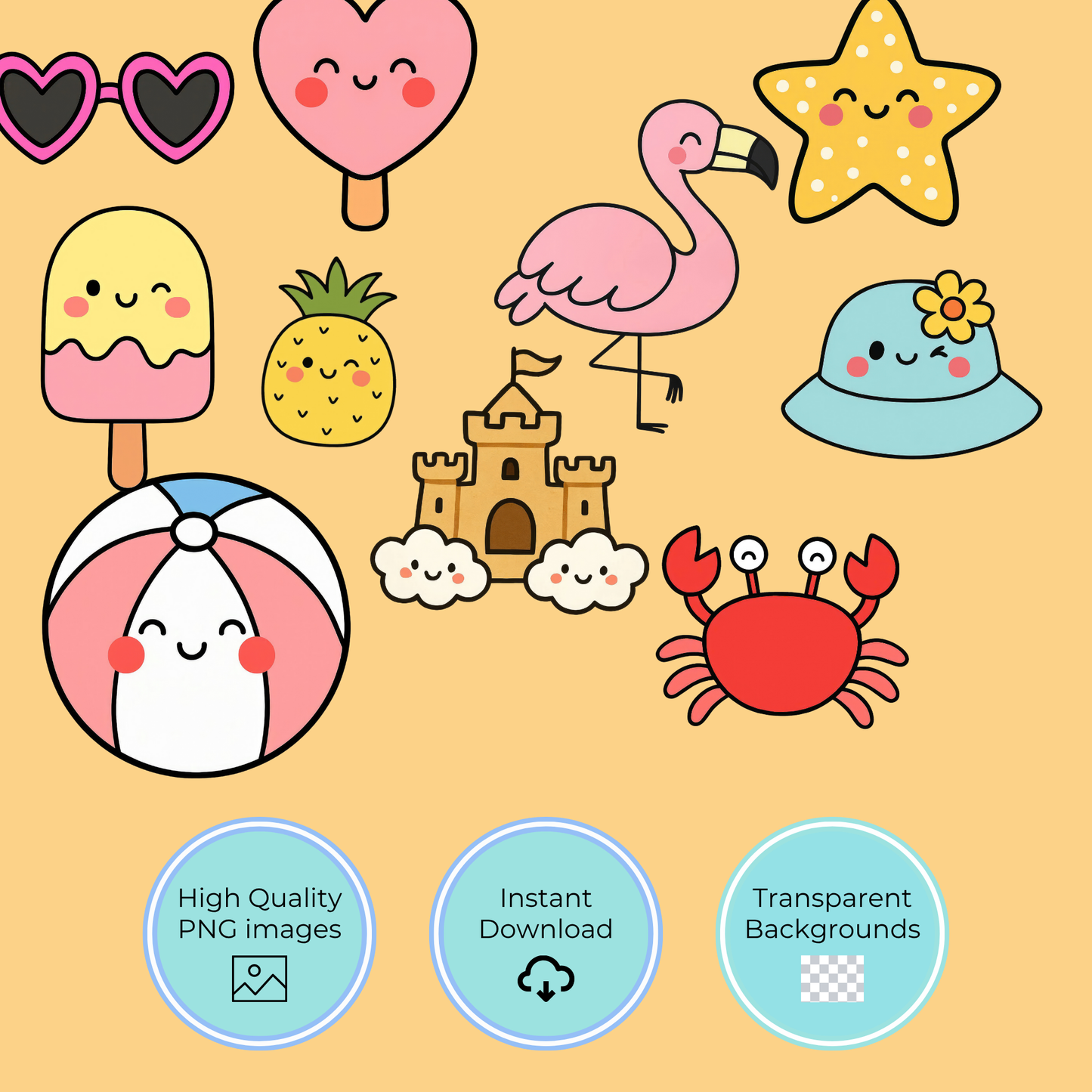 kawaii summer clipart