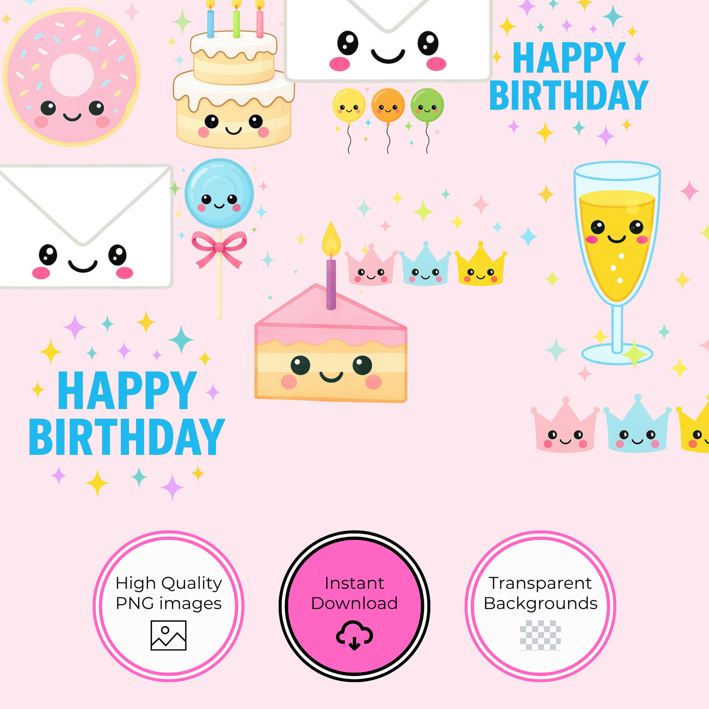 kawaii birthday clipart